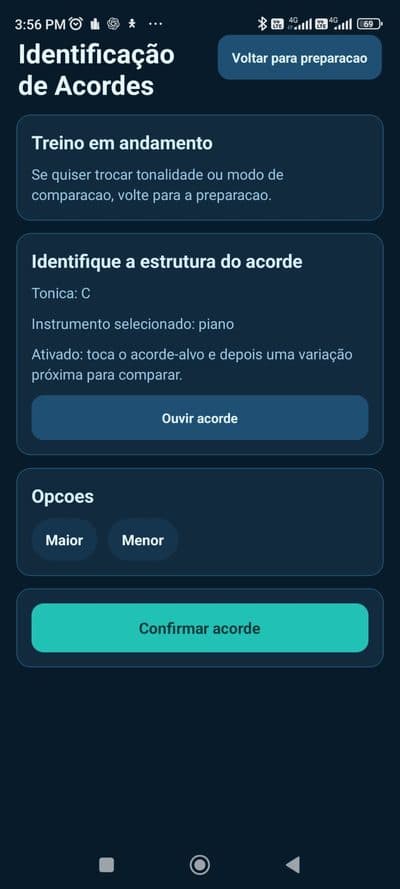 Tela de identificação de acordes